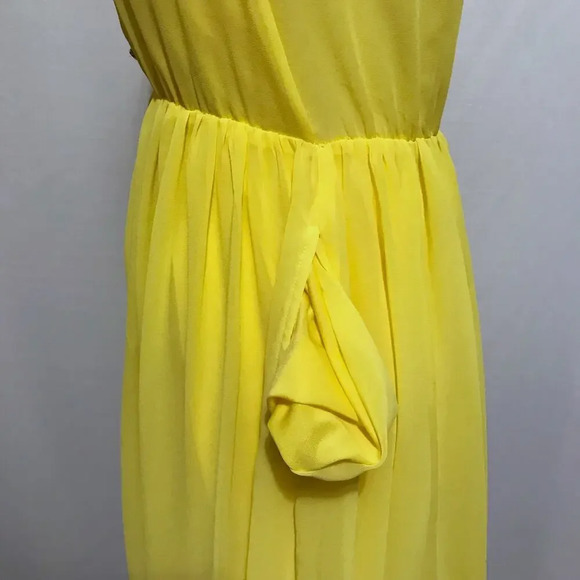 H&M Yellow Blouson Mini Dress Women 4 - Picture 7 of 12